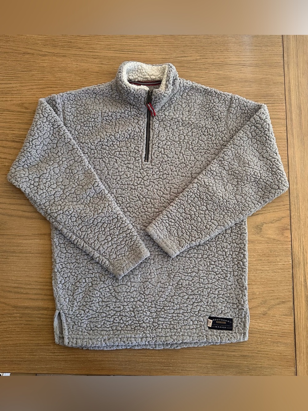 Southern Marsh Men’s Gray Sherpa Fleece Quarter Zip Pullover Size Small
